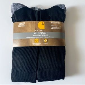 Carhartt Mens Crew Socks 6 pack All Season NEW